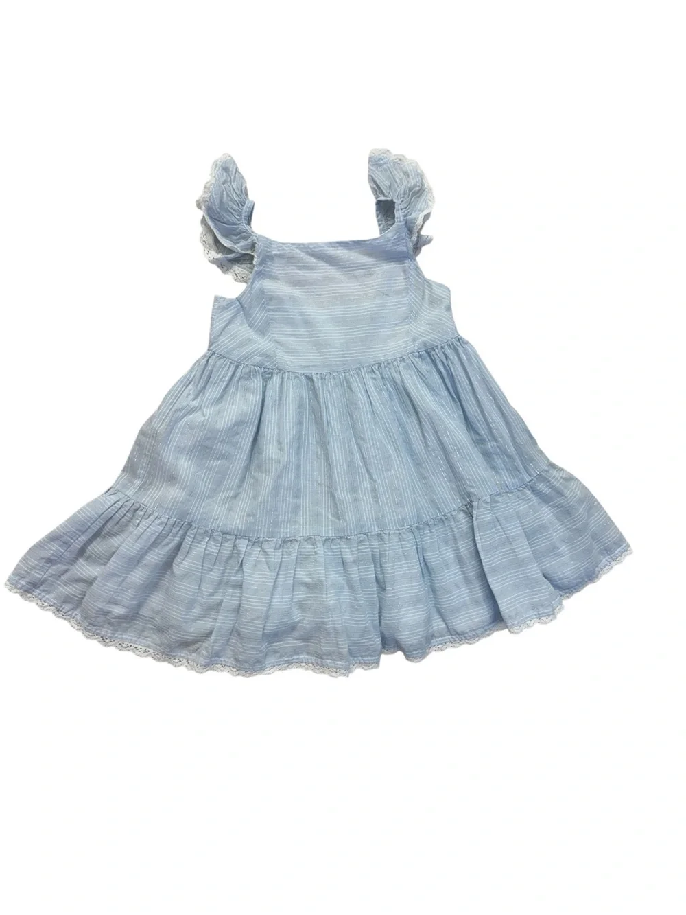 Tahari Girls Light Blue Tiered Dress Size 4T Ruffle Flutter Sleeve